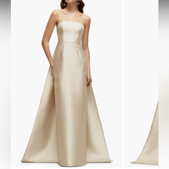 Elegant Cream Strapless Evening Gown- Alfred Sung D876 - Picture 1 of 8